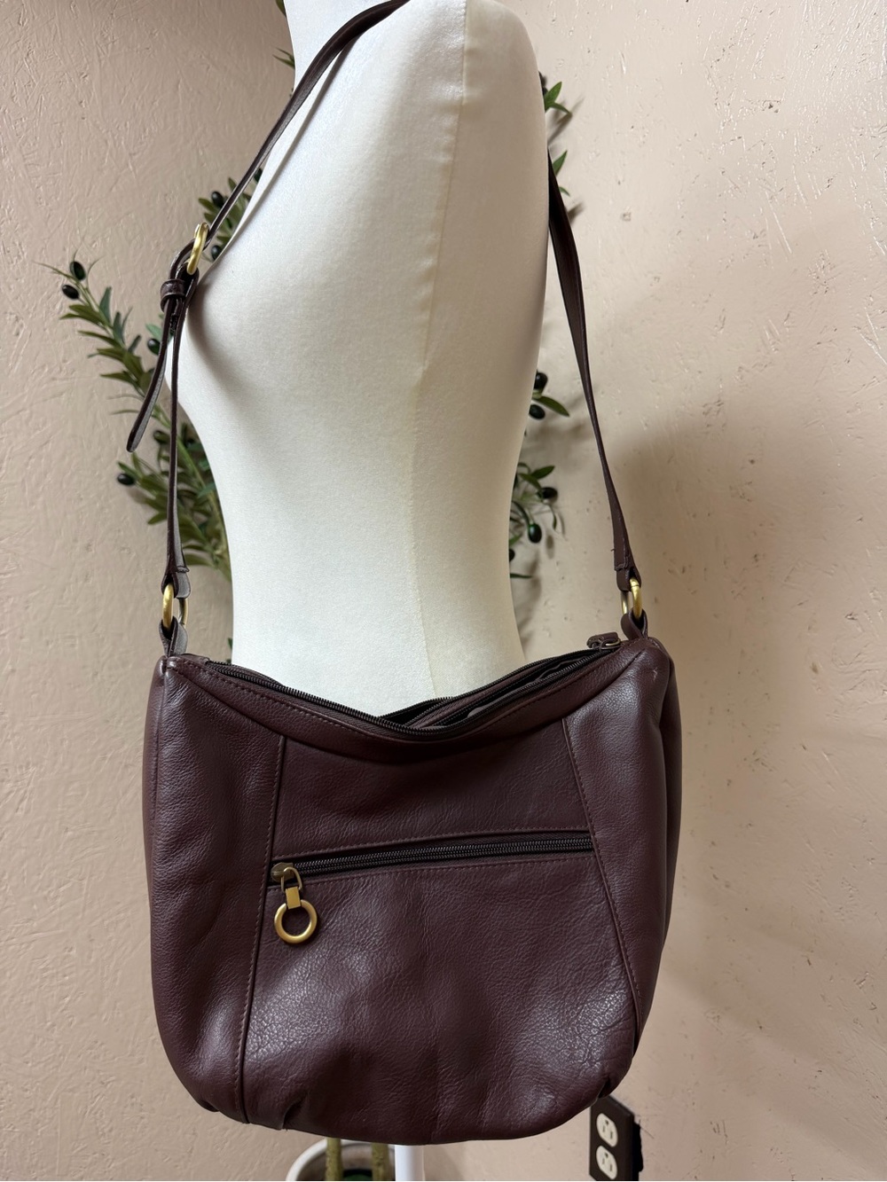 Shoulder Bag in Dark Brown with Adjustable Strap